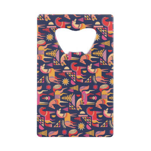 Scandinavian Horses: Decorative Seamless Design Credit Card Bottle Opener