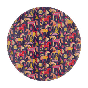 Scandinavian Horses: Decorative Seamless Design Cutting Board