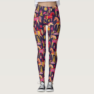 Scandinavian Horses: Decorative Seamless Design Leggings