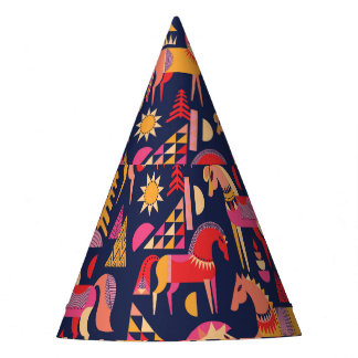 Scandinavian Horses: Decorative Seamless Design Party Hat