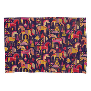 Scandinavian Horses: Decorative Seamless Design Pillowcase