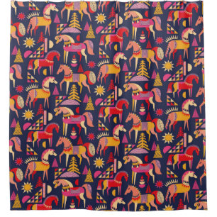 Scandinavian horses pattern seamless design. Decor