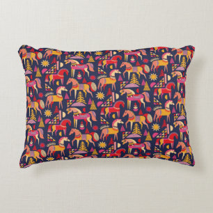 Scandinavian horses pattern seamless design. Decor Accent Pillow