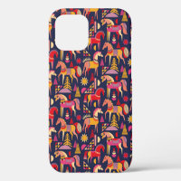 Scandinavian horses pattern seamless design. Decor
