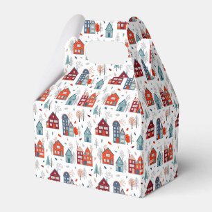 Scandinavian House Folk Art Pattern Favor Box