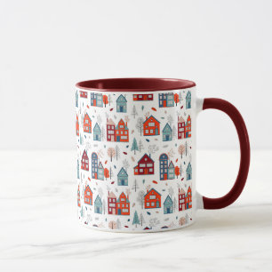 Scandinavian House Folk Art Pattern Mug