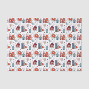 Scandinavian House Folk Art Pattern Tissue Paper