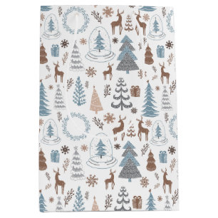 Scandinavian Ice Blue Christmas Medium Gift Bag