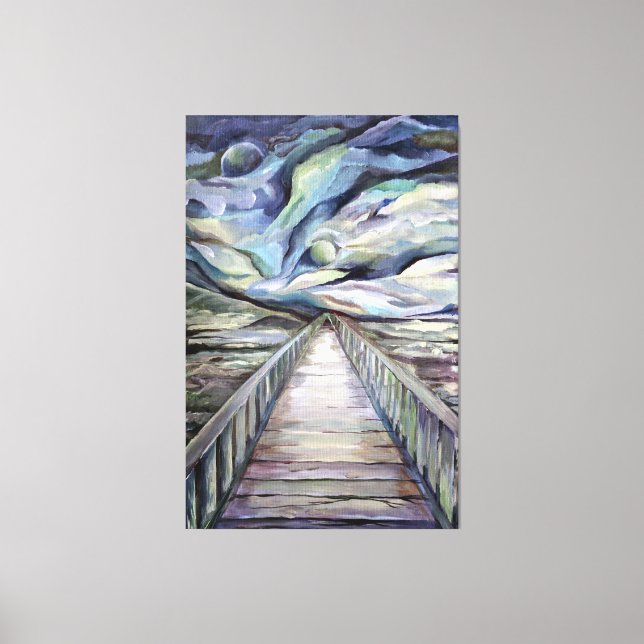 Scandinavian Idyllic Cold Winter Night  Full Moon  Canvas Print (Front)