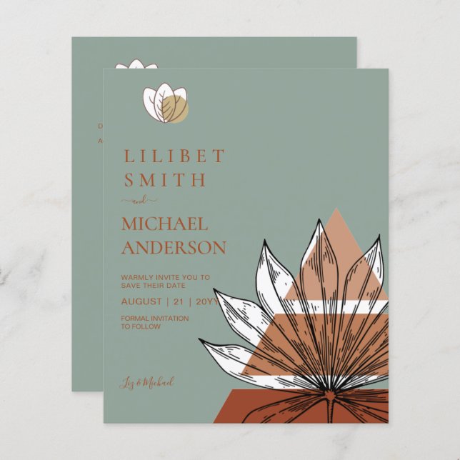 Scandinavian Japandi Abstract Shapes SAVE THE DATE (Front/Back)