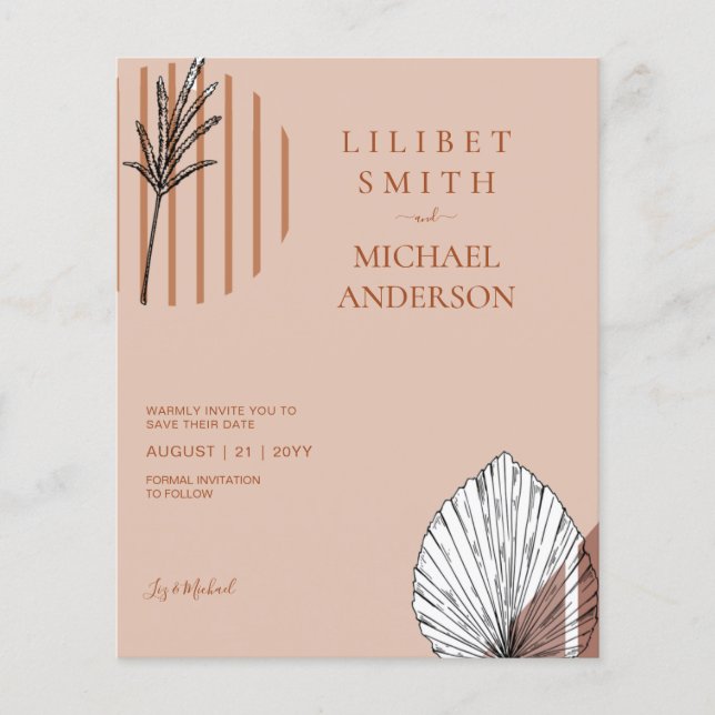 Scandinavian Japandi Abstract Shapes SAVE THE DATE Flyer (Front)