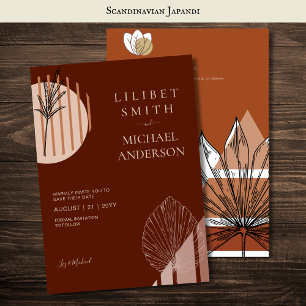 Scandinavian Japandi Modern Abstract Save Dates Invitation