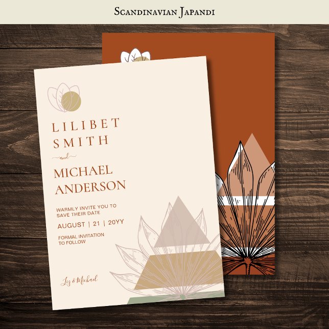 Scandinavian Japandi Modern Abstract Save Dates Invitation (Creator Uploaded)