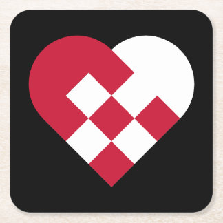 Scandinavian Jule Heart Square Paper Coaster