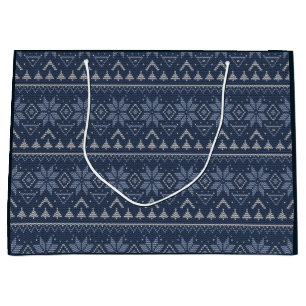 Scandinavian, knitting large gift bag