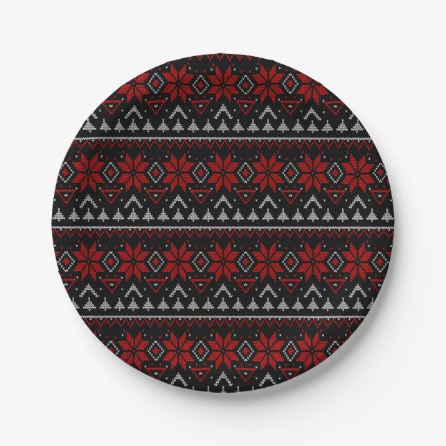 Scandinavian, knitting paper plate (Front)