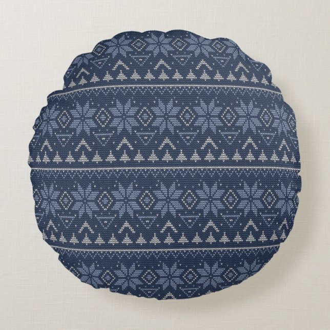 Scandinavian, knitting round pillow (Front)
