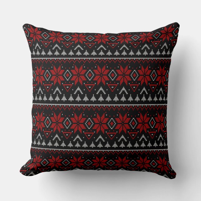 Scandinavian, knitting throw pillow (Front)