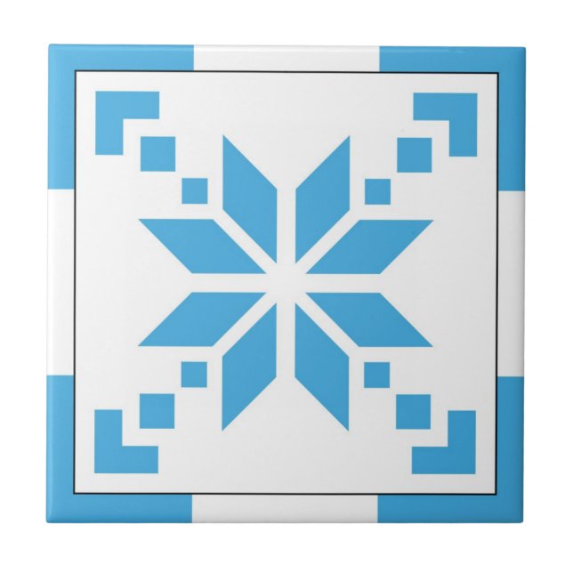 Scandinavian Light Blue Geometric Pattern Tiles (Front)
