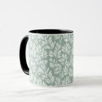 Scandinavian Light Green Leaf Sage Floral Pattern