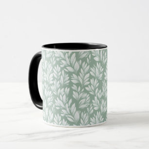 Scandinavian Light Green Leaf Sage Floral Pattern Mug