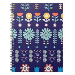Scandinavian linear flowers, summer motif notebook