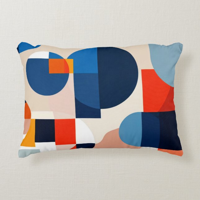 Scandinavian Mid Century Geometric Abstract Art Accent Pillow (Front)
