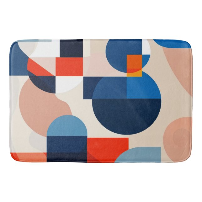 Scandinavian Mid Century Geometric Abstract Art Bath Mat (Front)