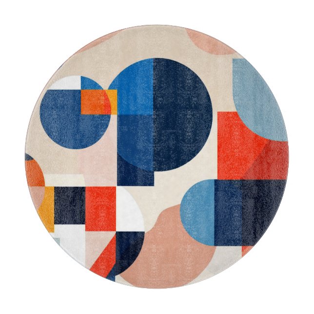 Scandinavian Mid Century Geometric Abstract Art Cutting Board (Front)