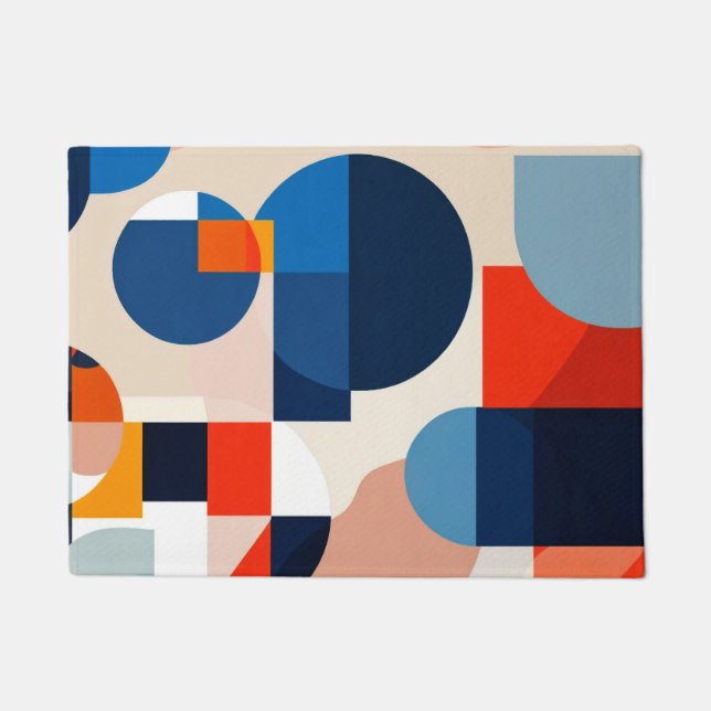 Scandinavian Mid Century Geometric Abstract Art Doormat (Front)
