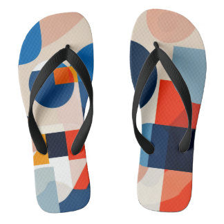 Scandinavian Mid Century Geometric Abstract Art Flip Flops