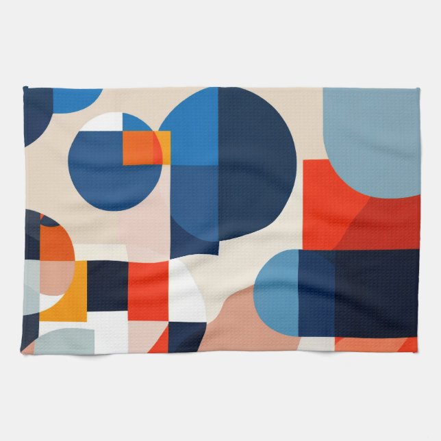 Scandinavian Mid Century Geometric Abstract Art Kitchen Towel (Horizontal)