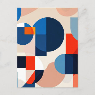 Scandinavian Mid Century Geometric Abstract Art Postcard