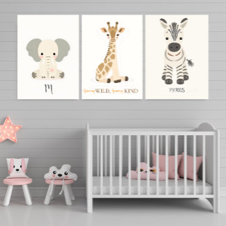 Scandinavian Minimal Safari Nursery Poster