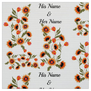 Scandinavian Motif Folk Art Romantic Couple Fabric