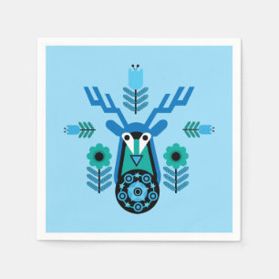 Scandinavian Nature Deer Head Art T-Shirt Throw Pi Napkin