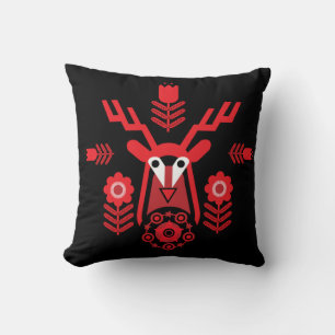 Scandinavian Nature Deer Head Art T-Shirt Throw Pi Pillow