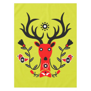 Scandinavian Nature Deer Head Art T-Shirt Throw Pi Tablecloth