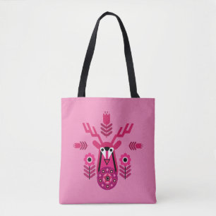 Scandinavian Nature Deer Head Art T-Shirt Throw Pi Tote Bag