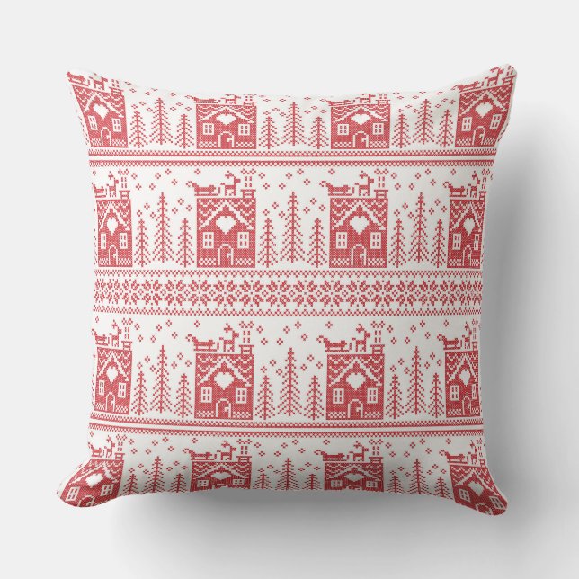 Scandinavian Nordic Christmas Throw Pillow (Front)