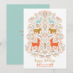 Scandinavian Nordic Folk art Fable Christmas Holiday Card