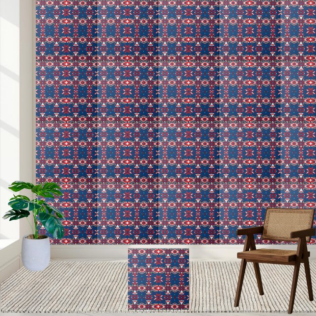 Scandinavian Nordic Folk Art Geometric Tile  (Scandinavian Nordic Folk Art Geometric Tile)