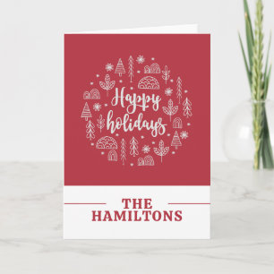 Scandinavian Nordic Happy Holidays Personalized Holiday Card