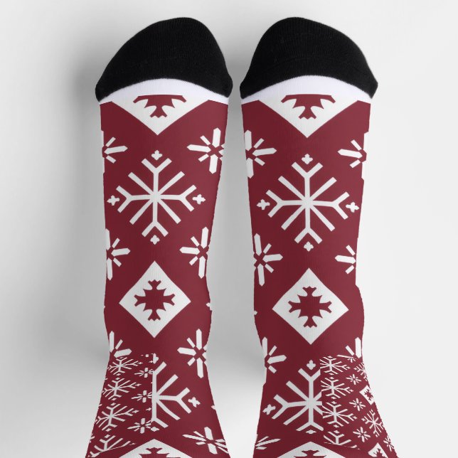 Scandinavian Nordic Knit Christmas Pattern  Socks (Top)