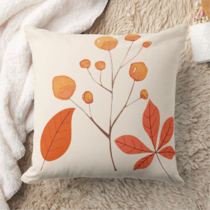 Scandinavian Nordic  Leaves and berries Throw Pillow
