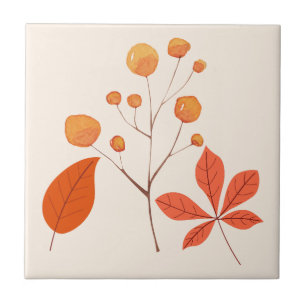 Scandinavian Nordic  Leaves and berries Tile