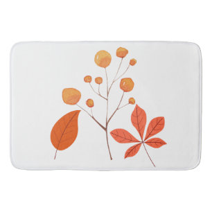 Scandinavian Nordic Nature Leaves and Berries Bath Mat