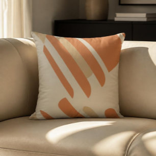 Scandinavian Orange & Cream Geometric Throw Pillow