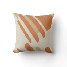 Scandinavian Orange & Cream Geometric Throw Pillow