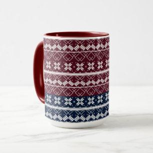 Scandinavian ornament on a blue, burgundy  mug